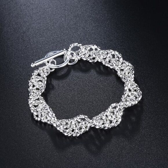 TOP DEAL, NEW,18KT WHITE GOLDP-LATED MESH BRACELET - Picture 1 of 4